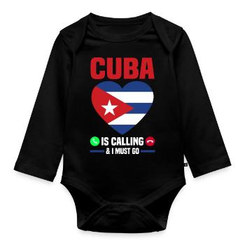 Kuba Flagge | Kubaner Kubanisch Karibik Geschenk - Baby Bio-Langarm-Body - Schwarz - Vorne
