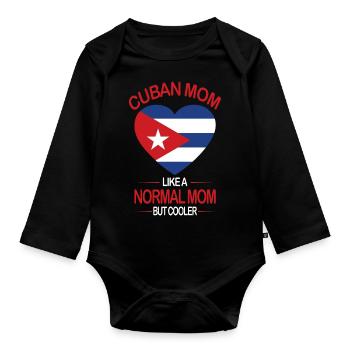 Kuba Flagge - Baby Bio-Langarm-Body - Schwarz - Vorne