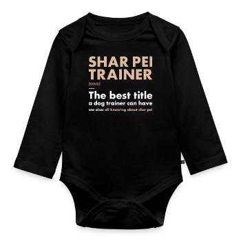 Shar Pei Entraîneur Definiton - Body Bébé bio manches longues - noir - Devant