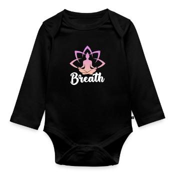 Méditation méditer Zen Yoga cadeau - Body Bébé bio manches longues - noir - Devant