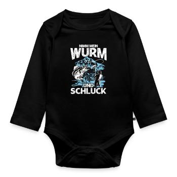 Nimm Mein Wurm Und Schluck - Baby Bio-Langarm-Body - Schwarz - Vorne