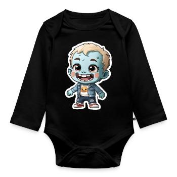Halloween - cute kids zombie - Organic Longsleeve Baby Bodysuit - black - Front