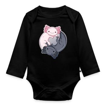Conception Yin-Yang pour les amateurs d’axolotl - Body Bébé bio manches longues - noir - Devant