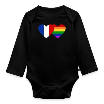 France Rainbow Flag - Organic Longsleeve Baby Bodysuit - black - Front