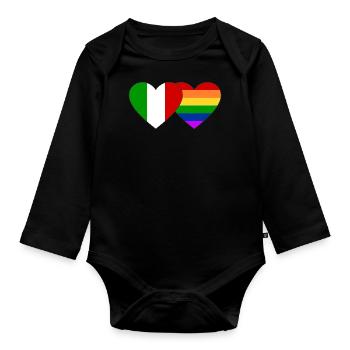 Italy Rainbow Flag - Organic Longsleeve Baby Bodysuit - black - Front