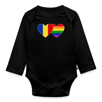 Romania Rainbow Flag - Organic Longsleeve Baby Bodysuit - black - Front