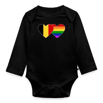 Belgium Rainbow Flag - Organic Longsleeve Baby Bodysuit - black - Front