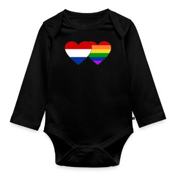 Holland Rainbow Flag - Organic Longsleeve Baby Bodysuit - black - Front
