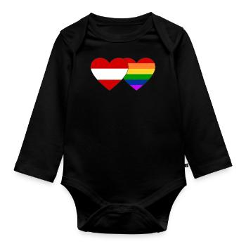 Austria Rainbow Flag - Organic Longsleeve Baby Bodysuit - black - Front