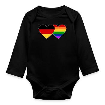 Germany Rainbow Flag - Organic Longsleeve Baby Bodysuit - black - Front