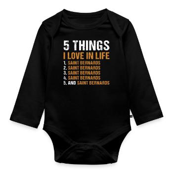 5 choses que j’aime dans la vie Saint-Bernard - Body Bébé bio manches longues - noir - Devant