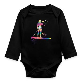 Stand Up Paddling Stand Up Board Sup - Organic Longsleeve Baby Bodysuit - black - Front