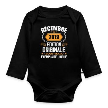 Anniversaire Cadeau Millésime Décembre 2019 - 201 - Body Bébé bio manches longues - noir - Devant