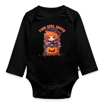 CETTE FILLE AIME HALLOWEEN - Body Bébé bio manches longues - noir - Devant
