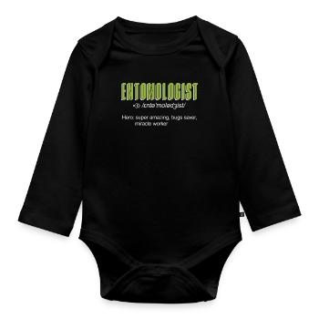 Entomologist Hero Super Amazing Insect Collector - Baby Bio-Langarm-Body - Schwarz - Vorne