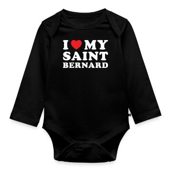 J’aime mon Saint-Bernard - Body Bébé bio manches longues - noir - Devant