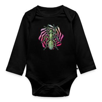 ant - Organic Longsleeve Baby Bodysuit - black - Front