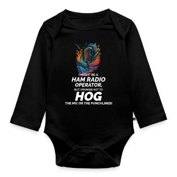 Radio Wave Art Ham Operator's Promise Funny - Organic Longsleeve Baby Bodysuit - black - Front