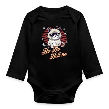 Angry Cat Xmas Sarcastic Funny Cat Meme - Organic Longsleeve Baby Bodysuit - black - Front