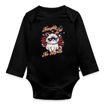 Angry Cat Xmas Sarcastic Funny Cat Meme - Organic Longsleeve Baby Bodysuit - black - Front