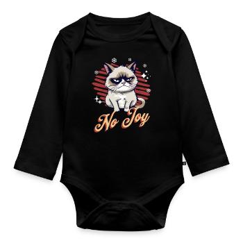 Angry Cat Xmas Sarcastic Funny Cat Meme - Organic Longsleeve Baby Bodysuit - black - Front
