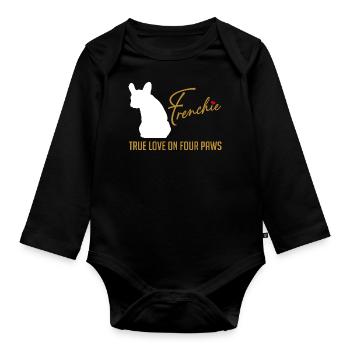 Frenchie amour sur quatre pattes - Body Bébé bio manches longues - noir - Devant