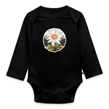 Edelweiss Fleur Plante Montagnes - Body Bébé bio manches longues - noir - Devant