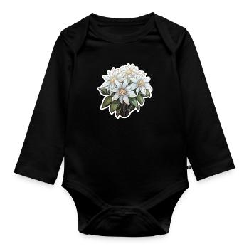 Edelweiss Fleur Plante Montagnes - Body Bébé bio manches longues - noir - Devant