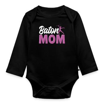 Bâton Twirling Bâton Twirler cadeau - Body Bébé bio manches longues - noir - Devant