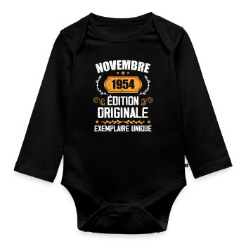 Cadeau D'anniversaire En Novembre 1954 - 1954 - Body Bébé bio manches longues - noir - Devant