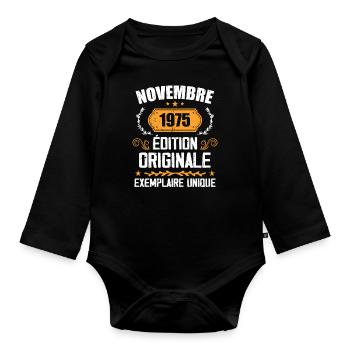 Cadeau D'anniversaire En Novembre 1975 - 1975 - Body Bébé bio manches longues - noir - Devant