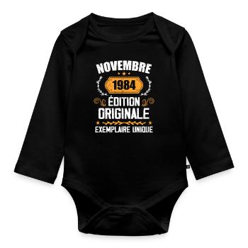 Cadeau D'anniversaire En Novembre 1984 - 1984 - Body Bébé bio manches longues - noir - Devant