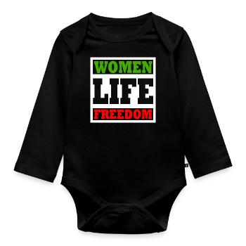 Women life freedom - Body Bébé bio manches longues - noir - Devant