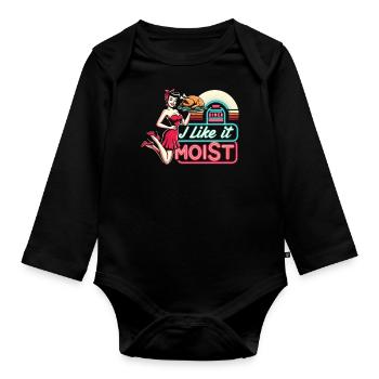 I Like It Moist Thanksgiving Costume Turkey Day - Organic Longsleeve Baby Bodysuit - black - Front