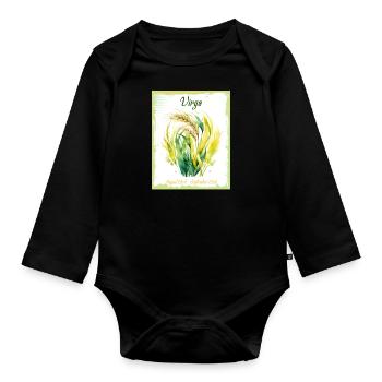 Signes du zodiaque à l’aquarelle : Vierge la moissonneur - Body Bébé bio manches longues - noir - Devant