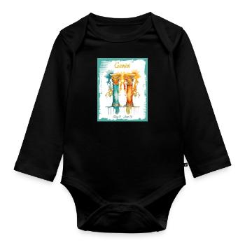 Zodiac Signs in Watercolor: Gemini the Twins - Organic Longsleeve Baby Bodysuit - black - Front