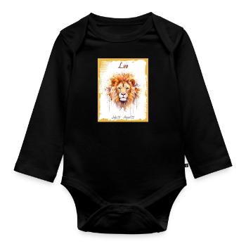 Zodiac Signs in Watercolor: Leo the Lion - Organic Longsleeve Baby Bodysuit - black - Front