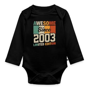 Millésime Anniversaire 20/21 ans - Body Bébé bio manches longues - noir - Devant