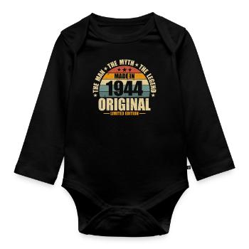 Legendary 79-year-old man in 1944 - Organic Longsleeve Baby Bodysuit - black - Front