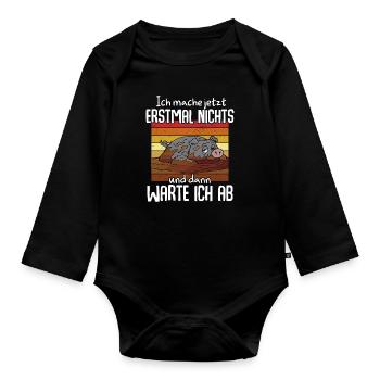 Ich Mache Jetzt Erstmal Nichts - Baby Bio-Langarm-Body - Schwarz - Vorne