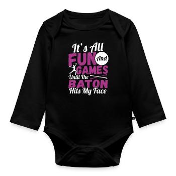 Bâton Twirling Bâton Twirler Cadeau - Body Bébé bio manches longues - noir - Devant
