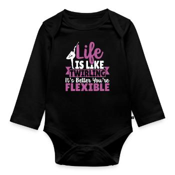 Bâton Twirling Bâton Twirler cadeau - Body Bébé bio manches longues - noir - Devant