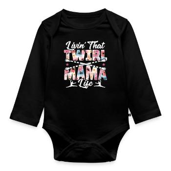 Baton Twirling Baton Twirler Gift - Organic Longsleeve Baby Bodysuit - black - Front