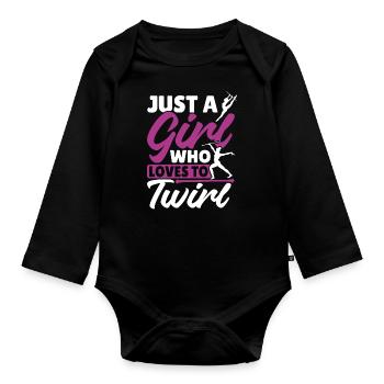 Baton Twirling Baton Twirler Gift - Organic Longsleeve Baby Bodysuit - black - Front