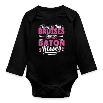 Bâton Twirling Bâton Twirler cadeau - Body Bébé bio manches longues - noir - Devant