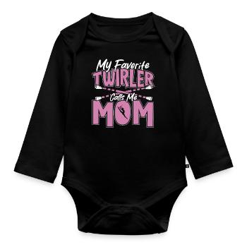 Bâton Twirling Bâton Twirler cadeau - Body Bébé bio manches longues - noir - Devant