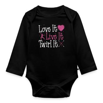 Bâton Twirling Bâton Twirler cadeau - Body Bébé bio manches longues - noir - Devant