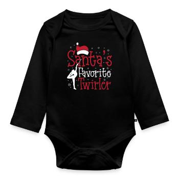 Bâton Twirling Bâton Twirler cadeau - Body Bébé bio manches longues - noir - Devant
