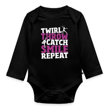 Bâton Twirling Bâton Twirler cadeau - Body Bébé bio manches longues - noir - Devant