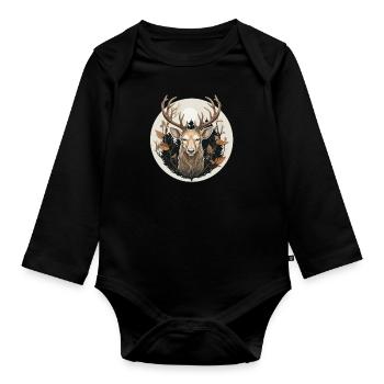 Cerf Nature - Body Bébé bio manches longues - noir - Devant
